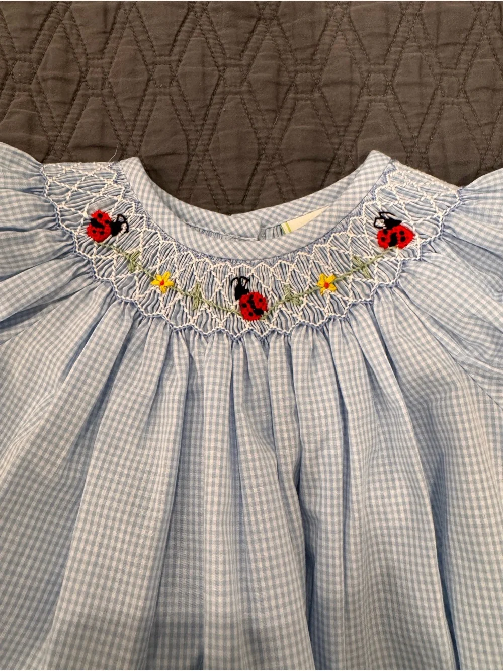 Zuccini Kids Light Blue Gingham Smocked One-Piece